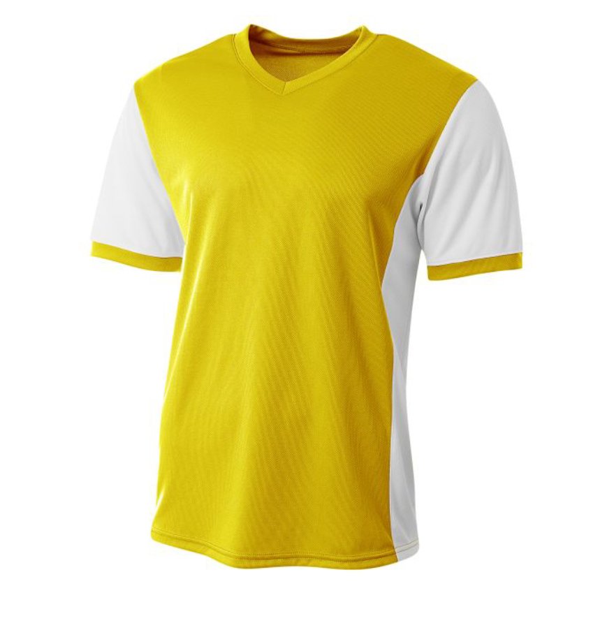 11448_front_1594 Youth Breathable Moisture-Wicking Soccer Jersey-GOLD-WHITE - Image 1