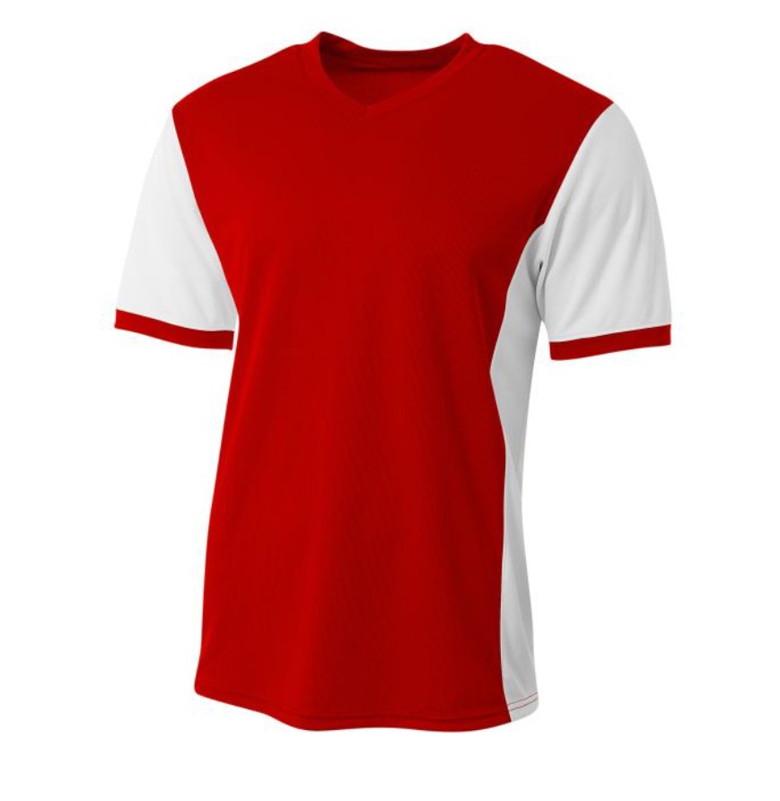 11448_front_4089 Youth Lightweight Moisture-Wicking Soccer Jersey-SCARLET-WHITE - Image 1