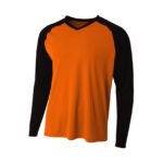 Men's Long Sleeve Athletic Raglan Tee with UPF 44+ ORANGE/BLACK