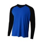 Men's Long Sleeve Sun-Protection Raglan Performance Tee ROYAL/BLACK