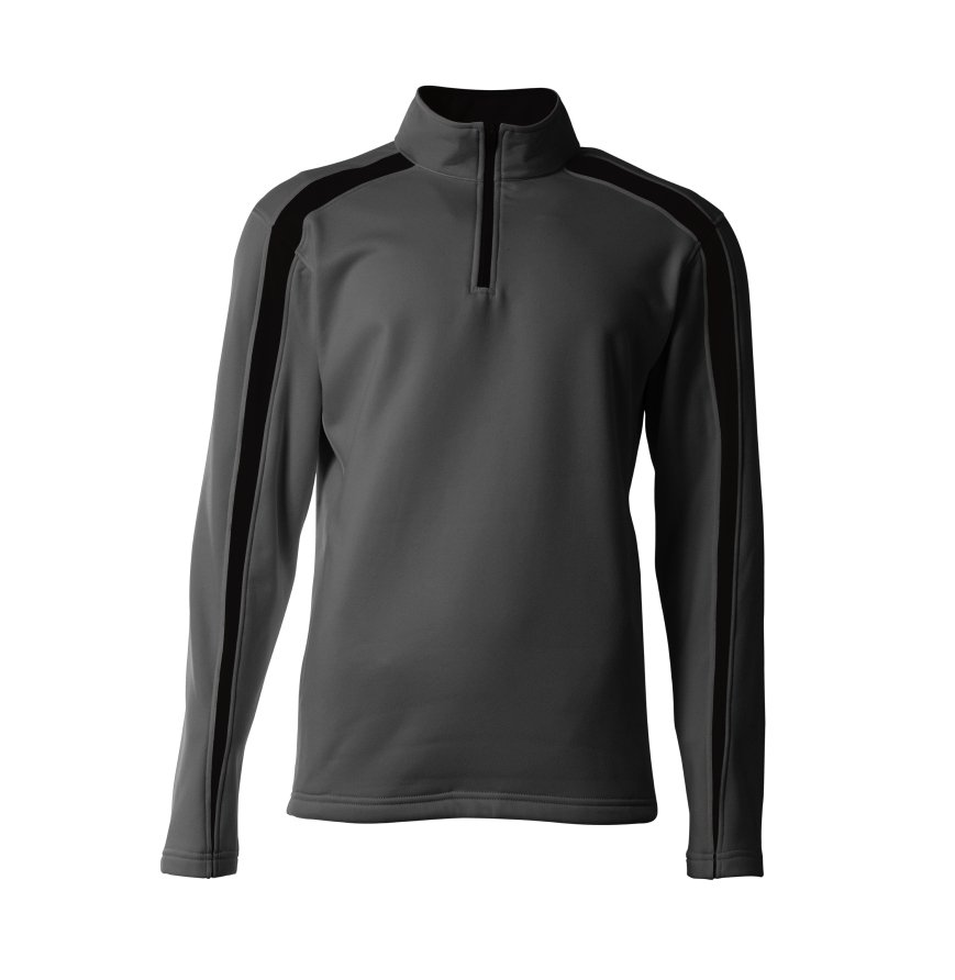N4005_GPB_0810 Athletic Poly Fleece Quarter Zip GRAPHITE/BLACK - Image 1
