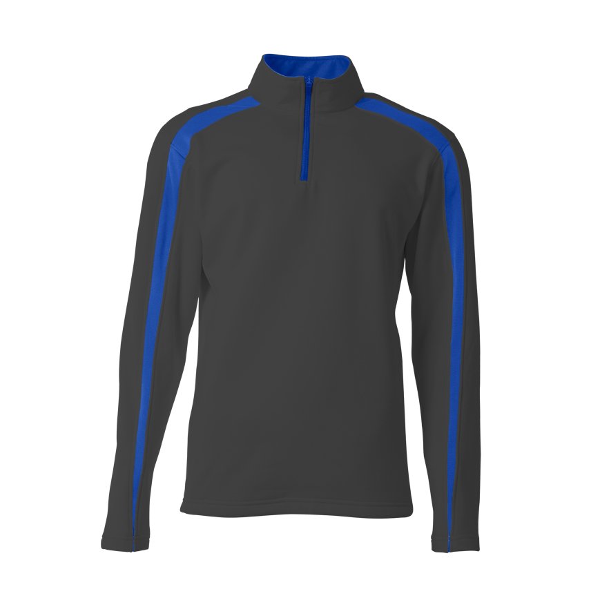 N4005_GPR_0810 Men's Lightweight Fleece Quarter Zip Pullover GRAPHITE ROYAL - Image 1