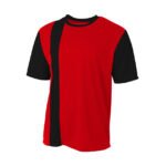 Youth Performance Soccer Jersey with Classic Stripe-SCARLET/BLACK