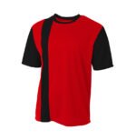 Youth Performance Soccer Jersey with Classic Stripe-SCARLET/BLACK
